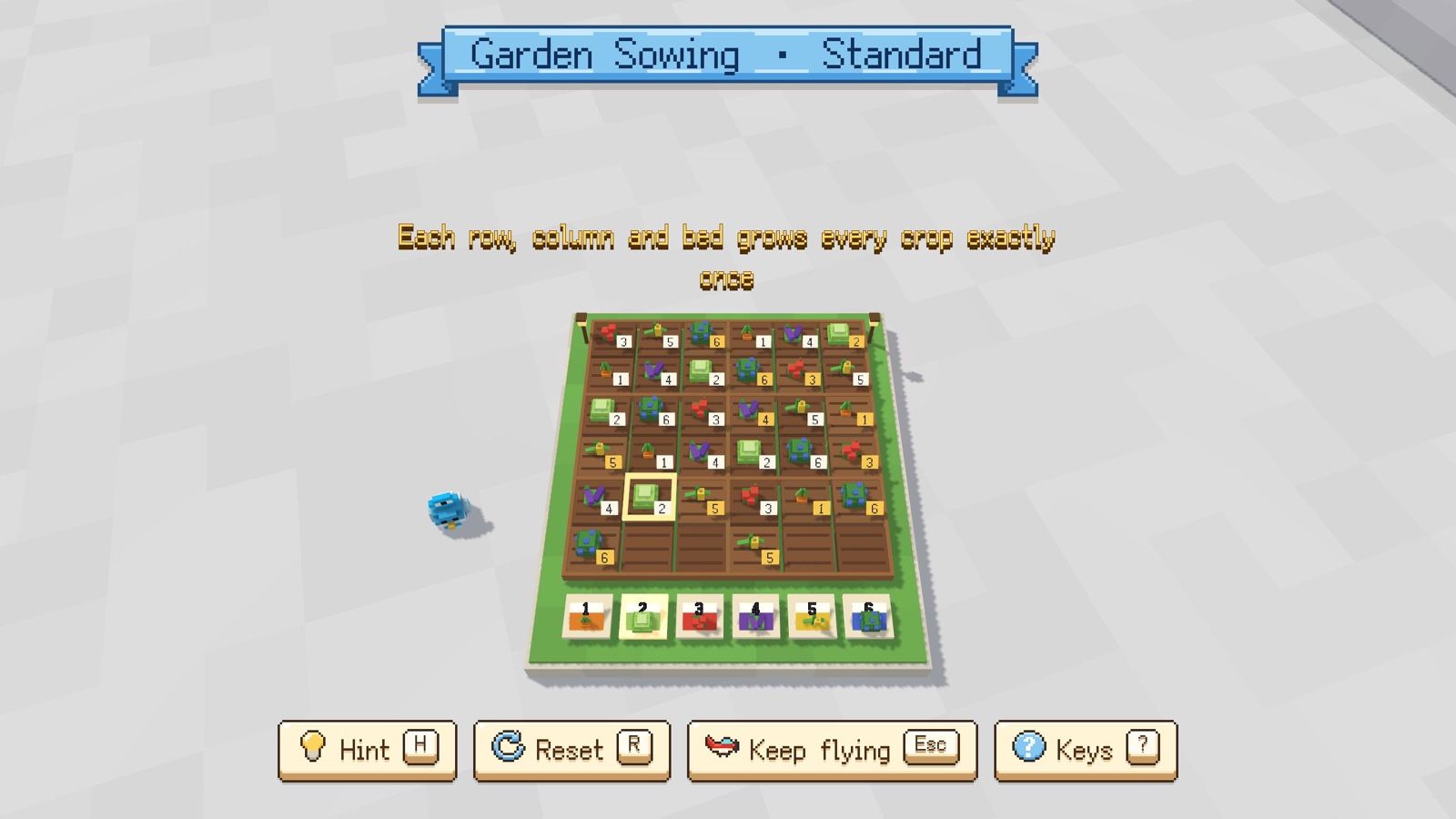 A puzzle screen in the game: Garden Sowing
